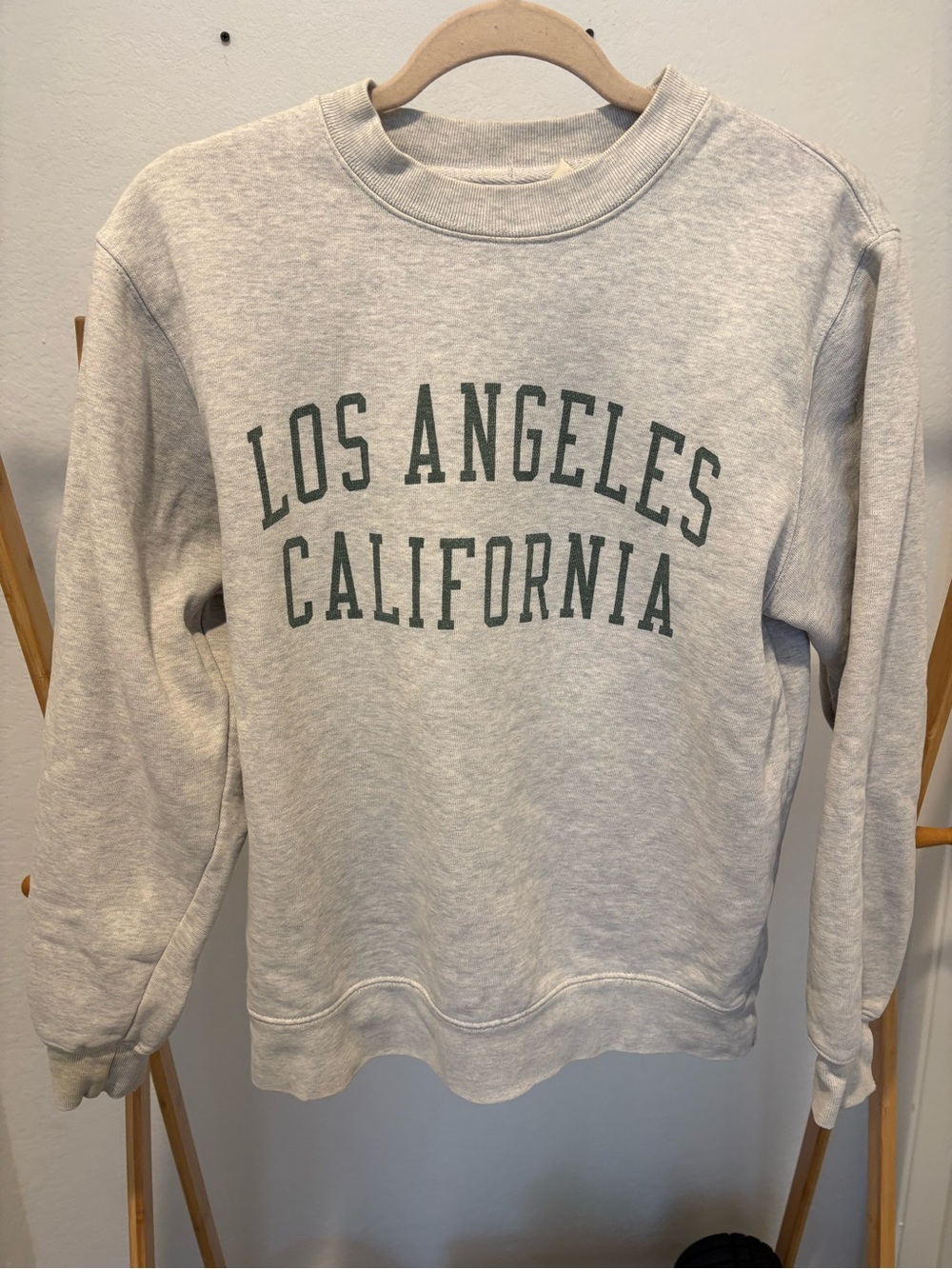 Brandy Melville Light Gray Crewneck with Green Los Angeles Print